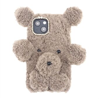 3D Fluffy Bear Doll Mykt TPU-deksel Mobilveske Shell for iPhone 13 mini 5,4 tommer