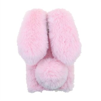 Bling Rhinestone Decor 3D Bunny Ears Soft Furry TPU Bumper Protective Skin Cover for iPhone 13 mini - Pink