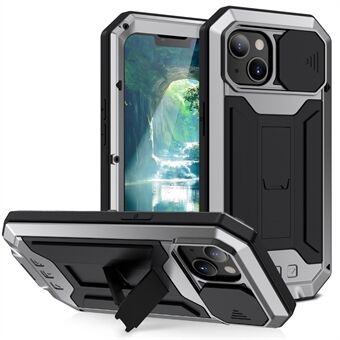 R-JUST trippel beskyttelse Støvtett, fallsikkert daglig vanntett telefonbeskyttelsesdeksel Kickstand Shell med herdet glass skjermbeskytter for iPhone 13 mini 5,4 tommer