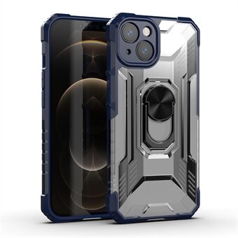 RUGGED SHIELD Ring Kickstand Design Støtsikker PC + TPU Hybrid Deksel for iPhone 13 mini 5,4 tommer