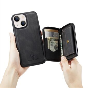 JEEHOOD Kickstand Design Godt beskyttet magnetisk avtakbar 2-i-1 hybridveske med lommebok med glidelås for iPhone 13 mini 5,4 tommer