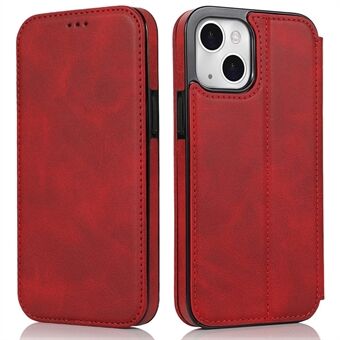 Jazz Series Autoabsorbert Magnetisk Lukking Stand Skinn Telefondeksel Shell med kortspor for iPhone 13 mini - Red