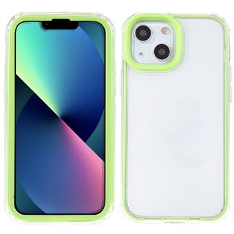 Anti-fall mobiltelefonbeskytter Gjennomsiktig PC-bakdeksel + TPU-rammetelefondeksel for iPhone 13 mini - Fluorescent Green