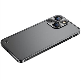 Anti-fall beskyttelse herdet glass + metall hybriddeksel Matt mobiltelefonskall for iPhone 13 mini - Black