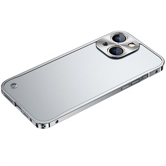 Anti-fall beskyttelse herdet glass + metall hybriddeksel Matt mobiltelefonskall for iPhone 13 mini - Silver