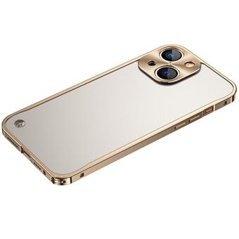 Anti-fall beskyttelse herdet glass + metall hybriddeksel Matt mobiltelefonskall for iPhone 13 mini - Gull