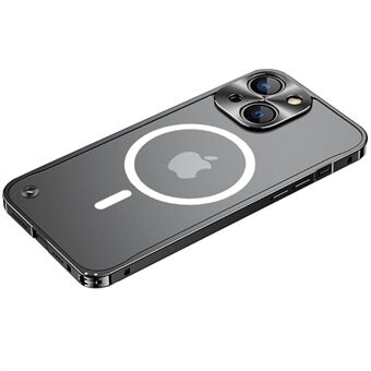 Herdet glass + metall Hybrid Scratch telefonveske Matt gjennomsiktig beskyttelsesdeksel med magnetisk trådløs ladefunksjon for iPhone 13 mini - Black