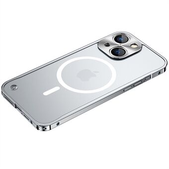 Herdet glass + metall Hybrid Ripebestandig telefonveske Matt gjennomsiktig beskyttelsesdeksel med magnetisk trådløs ladefunksjon for iPhone 13 mini - Sølv