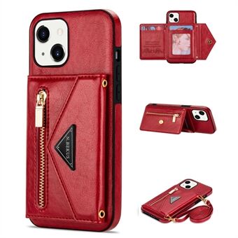 N.BEKUS for iPhone 13 mini 5,4 tommer Anti-fall Kickstand Design Lommebok med trykkknapp PU-skinn + TPU-telefonveske