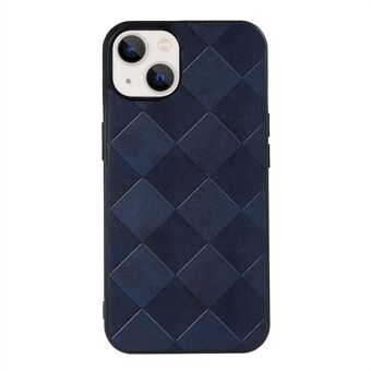 For iPhone 13 mini 5.4 inch Drop-Resistant Grid Texture PU Leather Coated Hybrid Phone Case Accessory