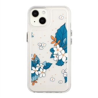 Flower Series for iPhone 13 mini 5.4 inch Acrylic+TPU Electroplated Metal Buttons Protector Flower Pattern Printed 2mm Thickened Shockproof Phone Case