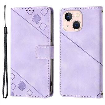 PT005 YB Imprinting Series-6 Protective Shell for iPhone 13 mini 5,4 tommers Skin Touch Leather Lommebokveske med Stand