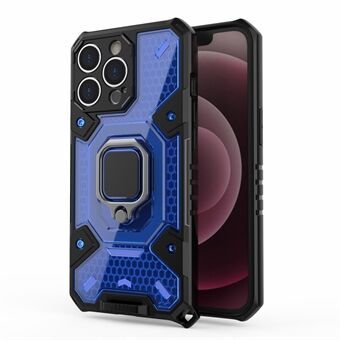 Godt beskyttet PC + TPU Hybrid Case Magnetic Ring Kickstand Cover for iPhone 13 Pro Max 6,7 tommer