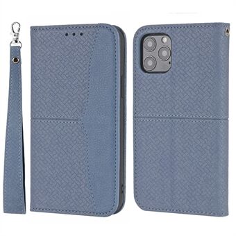 Stand , vevd tekstur-skjøting av lommebokstativ, lærveske med praktisk stropp for iPhone 13 Pro Max 6,7 tommer