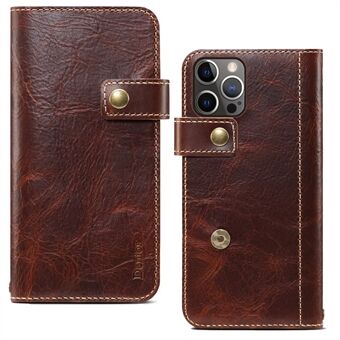 Stand i okseskinn Lommebok beskyttende telefondeksel med magnetlås for iPhone 13 Pro Max 6,7 tommer