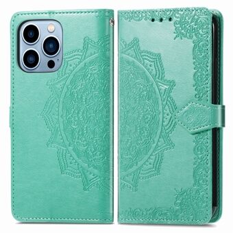 Mandala Flower Embosment PU Leather Stand Lommebok Telefon Flip Case Shell for iPhone 13 Pro Max 6,7 tommer
