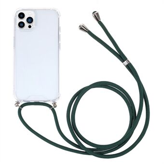 Forbedret fire hjørner akryl + TPU transparent telefondekselbeskytter med justerbar snor for iPhone 13 Pro Max 6,7 tommer