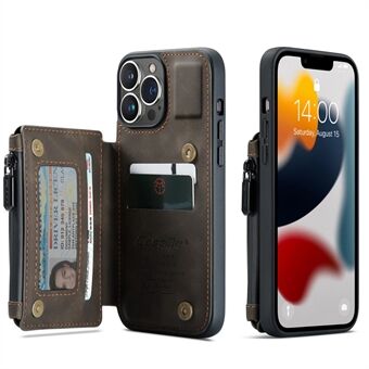 CASEME C20-serien Scratch støtsikkert telefondeksel Glidelåslommekortspor Lommebokdesign PU-skinn og TPU-bakdeksel for iPhone 13 Pro Max 6,7 tommer