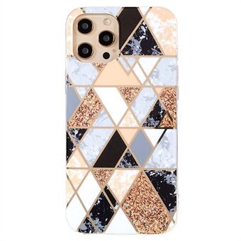 Slim Phone Case for iPhone 13 Pro Max 6.7 inch Shockproof Phone Protector Splicing Geometric Marble Pattern IMD TPU Cover