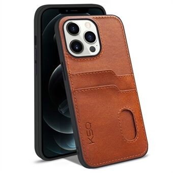 KSQ 002 Series for iPhone 13 Pro Max 6.7 inch Anti-scratch Card Slots Phone Case PU Leather Coated PC+TPU Hybrid Cover