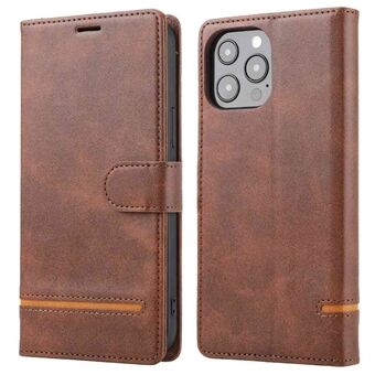 For iPhone 13 Pro Max 6.7 inch Anti-drop Phone Cover Flip Leather Case Wallet with Stand Magnetic Closing Clasp Anti-scratch Splicing Protective Shell