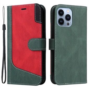 For iPhone 13 Pro Max 6,7 tommers Stand lommebok Trefarget skjøtetelefonveske PU-skinn fallsikkert deksel med stropp