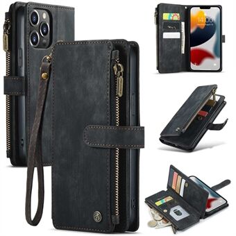 CASEME C30-serien for iPhone 13 Pro Max 6,7 tommers fallsikker lommebokveske med glidelåslomme Auto-magnetfunksjon PU-skinn telefondekselkortholder