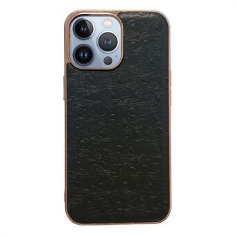 For iPhone 13 Pro Max 6,7 tommer nano galvanisering bakdeksel Støtsikkert telefondeksel Strutsmønster PC + TPU + telefonskall i ekte skinn