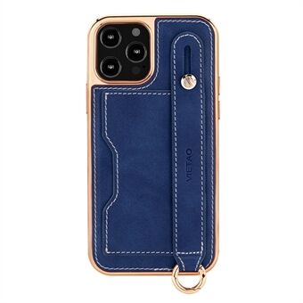 VIETAO For iPhone 13 Pro Max 6,7 tommers galvaniseringstelefonveske Kickstand Kortholder Telefondeksel med håndleddsstropp og snor