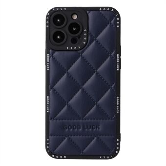 Fallsikkert telefondeksel for iPhone 13 Pro Max 6,7 tommer, Rhombic Grid Texture PU Leather + PC + TPU Hybrid Back Cover