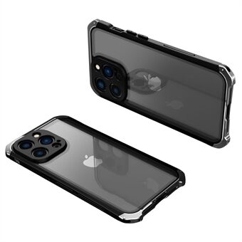 Hybrid-telefondeksel i tre deler for iPhone 13 Pro Max, metallramme, herdet glasspanel, beskyttelsesdeksel til mobiltelefon