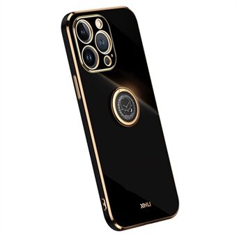 XINLI For iPhone 13 Pro Max 6,7 tommers Ring Stativ Myk TPU-ryggskall, anti- Scratch galvanisering Golden Edge Case Cover