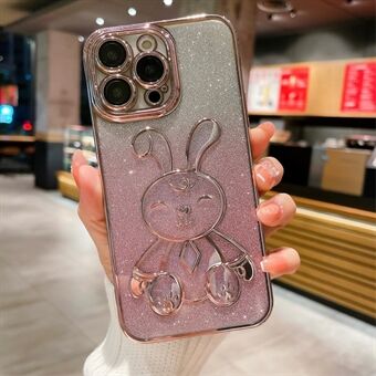 For iPhone 13 Pro Max 6,7 tommer galvanisering Glitter Mykt TPU-deksel Søt kanin Støtsikkert telefondeksel med linsefilm