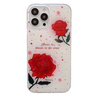 For iPhone 13 Pro Max 6,7 tommer Rose Flower IMD telefonveske Mykt TPU-beskyttelsesdeksel