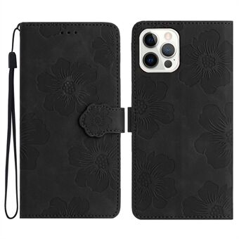 For iPhone 13 Pro Max Stand Telefonveske med påtrykt blomstermønster lommebokdeksel Flip Style PU-skinnskall