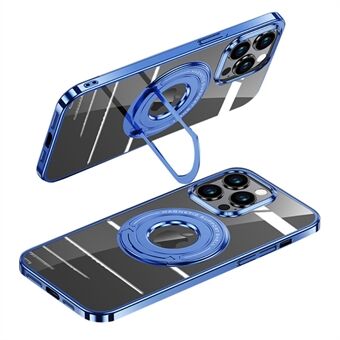 For iPhone 13 Pro Max 6,7 tommer magnetisk støttefottelefonveske Elektrobelagt PC-bakdeksel Kompatibel med MagSafe