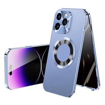 For iPhone 13 Pro Max PC+aluminiumslegering telefondeksel kompatibel med MagSafe med anti-peep herdet glassfilm