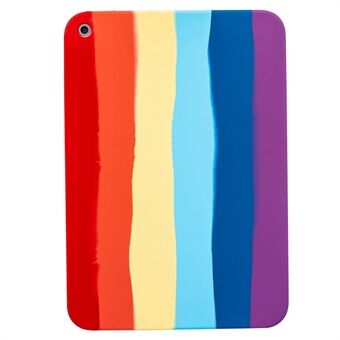For iPad 10.2 (2020) / (2019) / (2021) Rainbow Color Slim nettbrettetui Anti- Scratch flytende silikon TPU bakdeksel
