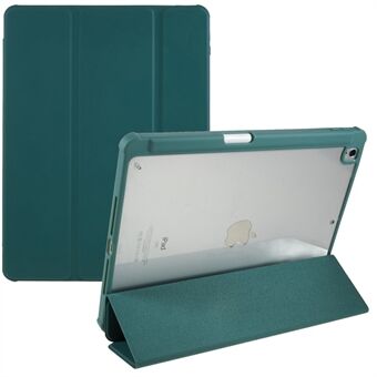 For iPad 10.2 (2021) / (2019) / (2020) Støtsikker veske PU-skinn + TPU + akryl nettbrettetui Tri-fold Stand beskyttende deksel