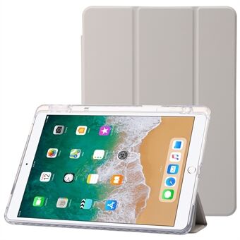 For iPad 10.2 (2021) / (2020) / (2019) Tri-fold Stand nettbrettetui PU-skinn Gjennomsiktig akryl nettbrettdeksel