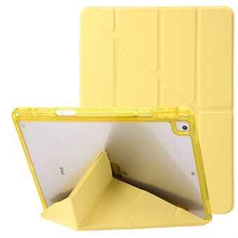 For iPad 10.2 (2021) / (2020) / (2019) nettbrettetui Origami Tri-fold Stand PU-skinn+klart akryldeksel