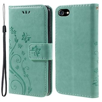 Imprinted Butterfly Flower Style Flip Phone Cover Wallet Stand PU Leather Magnetic Clasp Case for iPhone SE (2020)/SE (2022)/8/7 4.7 inch