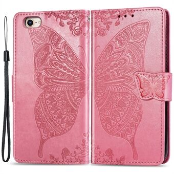 For iPhone 7 4.7 inch/8 4.7 inch/SE (2020)/SE (2022) Imprinting Butterfly Flower PU Leather Stand Cover Wallet Phone Case