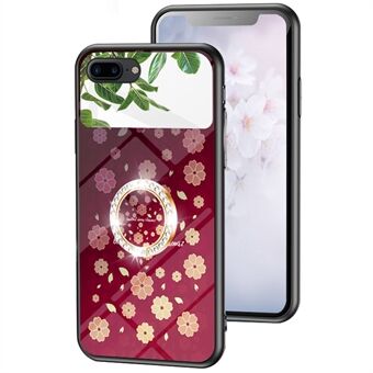 Magic Mirror Series for iPhone 7 4.7 inch/8 4.7 inch/SE (2020)/SE (2022) Flower Pattern Kickstand Mirror Phone Case Tempered Glass + PC + TPU Hybrid Shell