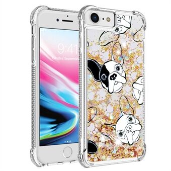 For iPhone SE (2022)/SE (2020)/6 4.7 inch/7 4.7 inch/8 4.7 inch YB Quicksand Series-2 Reinforced Corner Pattern Printing Glitter TPU Phone Case Cover