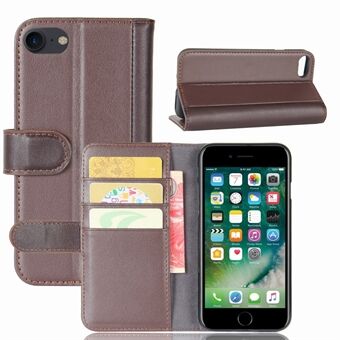 Beskyttende telefonbeskyttende deksel for lommebok i ekte delt skinn med Stand for iPhone SE (2020)/SE (2022)/8/7 4,7 tommer