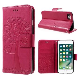 Imprint Tree Owl Magnetic Wallet PU- Stand for iPhone 7/8/SE (2020)/SE (2022)