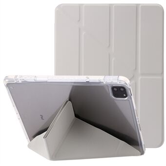 Nettbrettetui for iPad Pro 11 (2018) / (2020) / (2021 / (2022) / iPad Air (2020) / (2022) Origami Tri-fold Stand Leather+ Clear Acrylic Cover