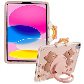 For iPad Air (2020) / (2022) / iPad Pro 11 (2020) / (2021) / (2022) PC+Silikonetui Roterende Kickstand Cartoon Bear Tablet Cover