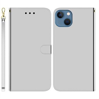 Speillignende overflatetelefonveske for iPhone 14 6,1 tommer, Folio Flip PU- Stand lommebokstil mobiltelefonbeskytter